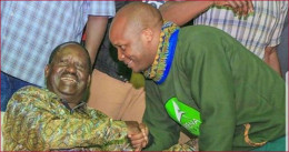 Lang'ata MP Phelix Odiwuor alias Jalang'o sharing a moment with Azimio La Umoja leader Raila Odinga.